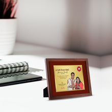 Load image into Gallery viewer, Customized Wooden Frame With Image &amp; Matter Printed on 24K Gold Plated Foil For Corporate Gifting