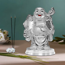 Load image into Gallery viewer, Diviniti 999 Silver Plated Laughing Buddha Statue for Home Decor (10X7CM)
