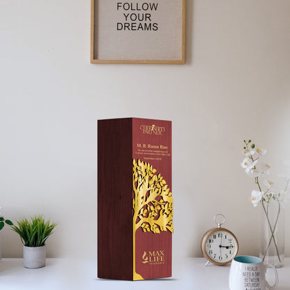 Customized Trophy with Metal Tree & Matter Printed For Corporate Gifting
