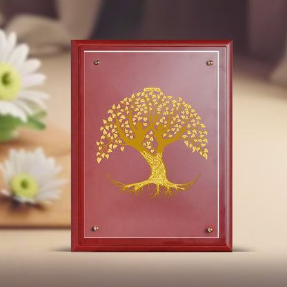 Diviniti 24K Gold Plated Foil Tree Of Life Wall Photo Frame for Home Decor, Tabletop, Workshop, Gift MDFS3 (30.2x22.7)