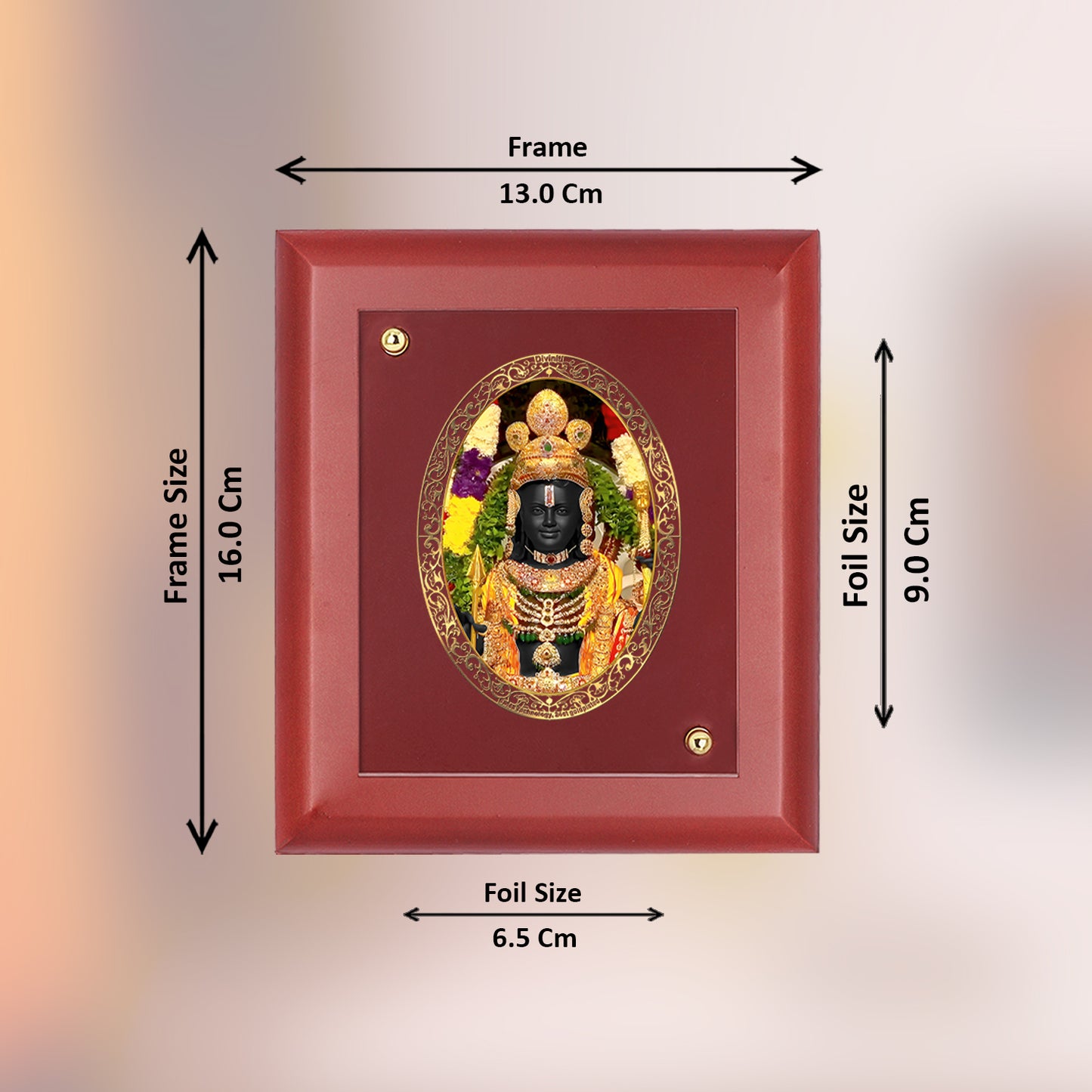 DIVINITI 24K Gold Plated Foil Lord Ram Lalla Traditional Photo Frame Idol for Home Decor, Wall Hanging, Table Top, Puja Room, Gift|MDF Size 1 (16.7x14.2 CM)