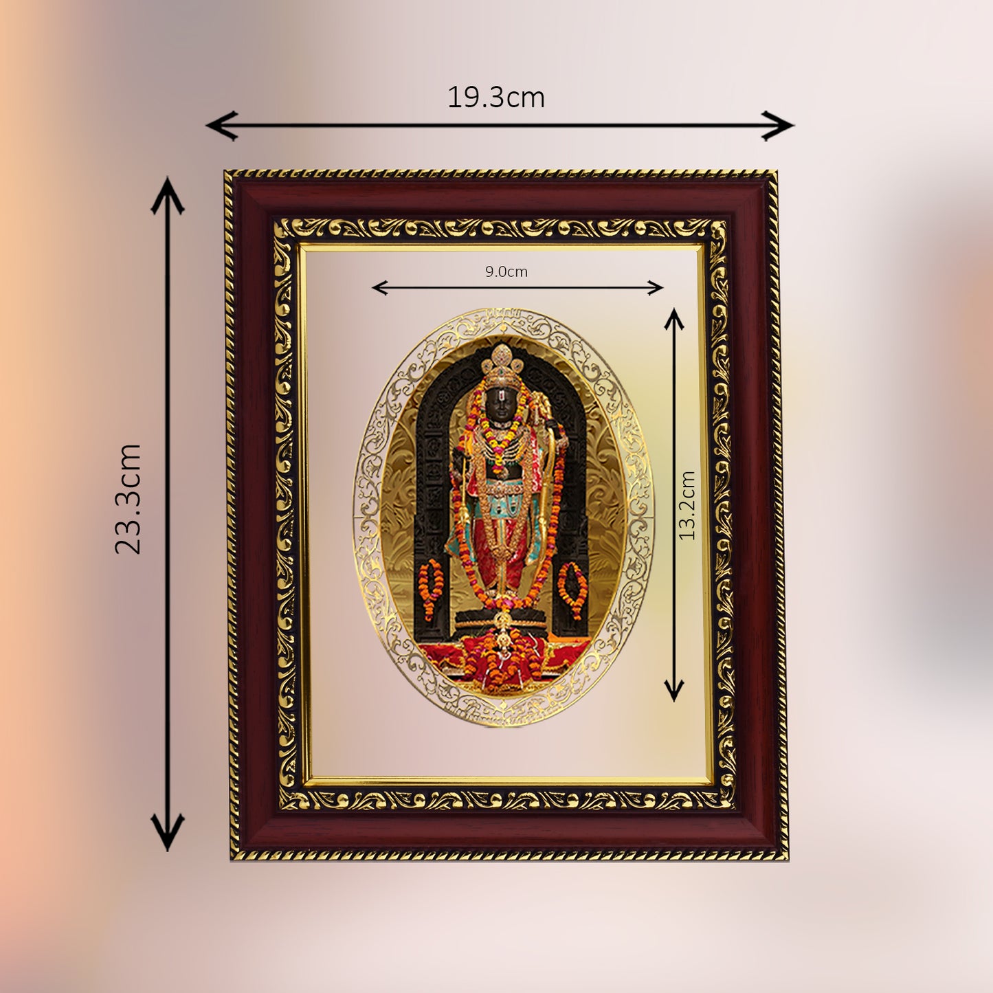 Diviniti 24K Gold Plated Ram Lalla Photo Frame For Home Decor, Table Top, Wall Hanging, Puja Room & Gift (20.8 CM X 16.7 CM)