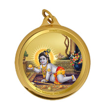 Load image into Gallery viewer, Diviniti 24K Double sided Gold Plated Pendant  RADHA KRISHNA &amp; LADDU GOPAL|18 MM Flip Coin (1 PCS)
