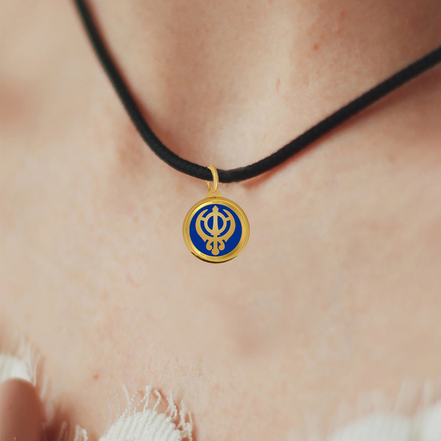 Diviniti 24K Gold Plated  Khanda Sahib & Ik Onkar 22MM Double Sided Pendant For Men, Women & Kids