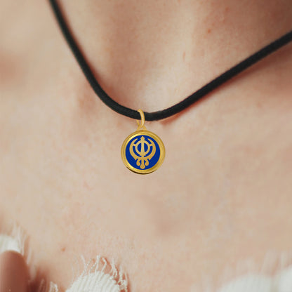 Diviniti 24K Gold Plated  Khanda Sahib & Ik Onkar 22MM Double Sided Pendant For Men, Women & Kids