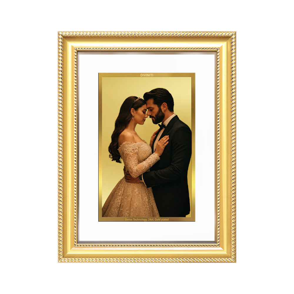 Diviniti Double Glass Frame Personalised Tabletop and Wall Photo Frame in 24K Gold Plated Foil | DG-056-S3