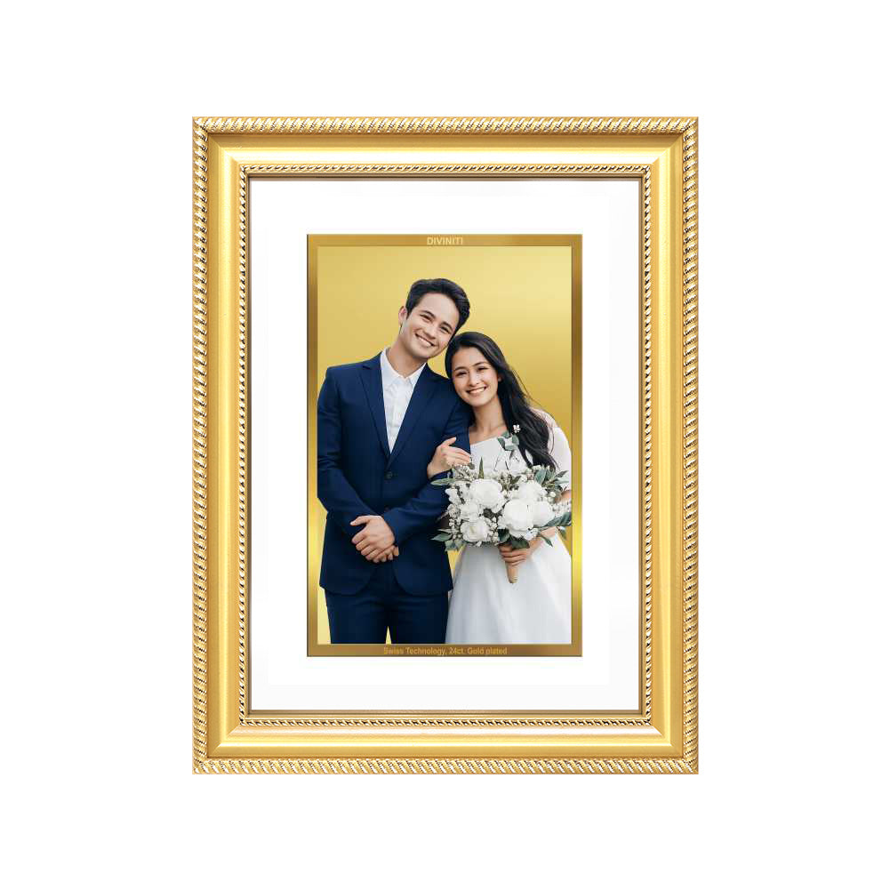 Diviniti Double Glass Frame Personalised Wall Photo Frame in 24K Gold Plated Foil | DG-056-S3.5