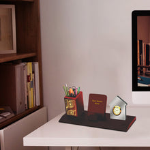 Load image into Gallery viewer, Diviniti Customized Pen Holder with 24K Gold Plated Feather &amp; Round Watch For University