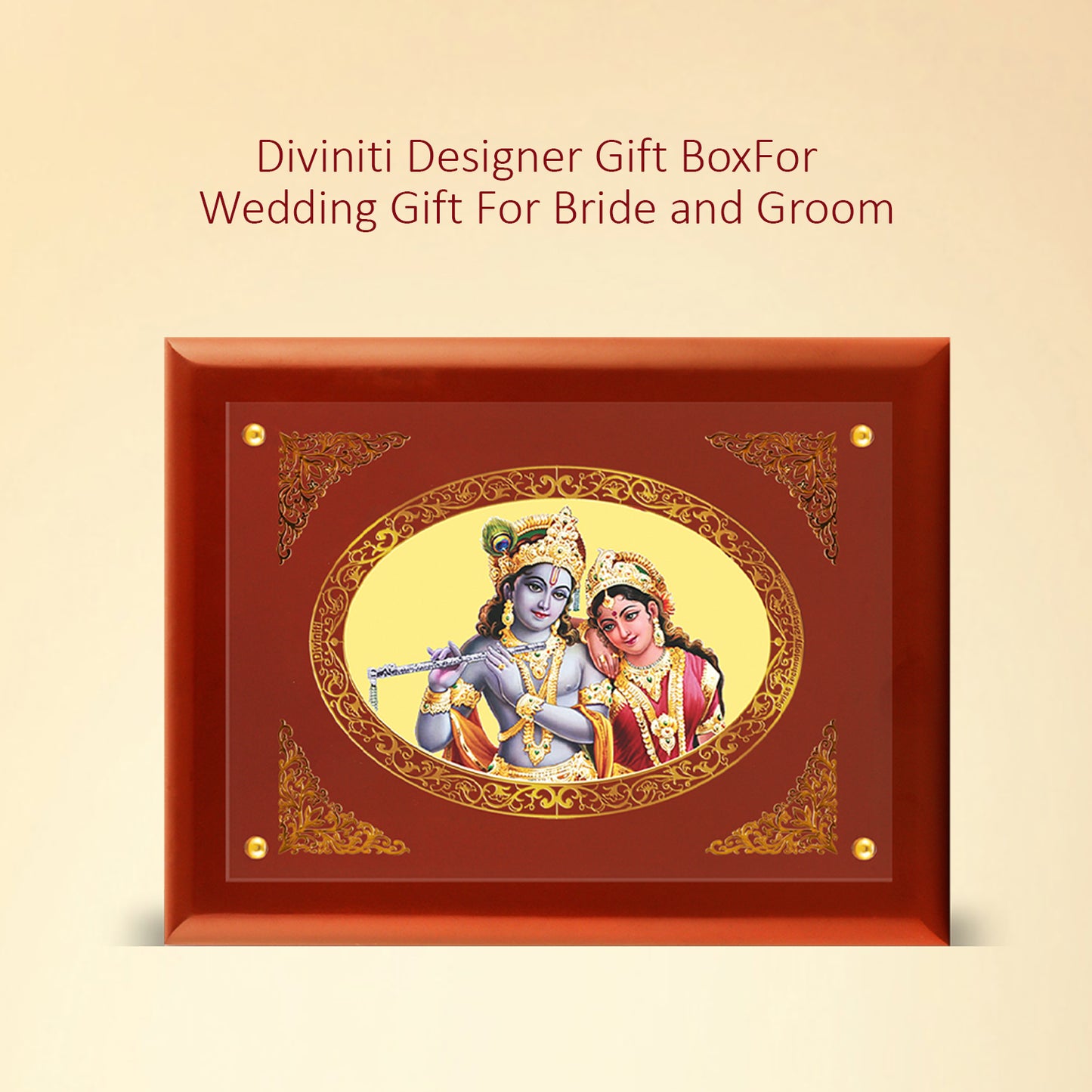 DIVINITI 24K Gold Plated Foil Radha Krishna Photo Frame for Home Decor, Puja Room, Wall Hanging, Tabletop, Workshop, Gift MDFS3 (30.2x22.7)