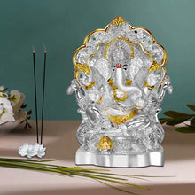 Load image into Gallery viewer, Diviniti 999 Silver Plated Ganesha Idol for Home Decor Showpiece (11.5 X 8.5 CM)