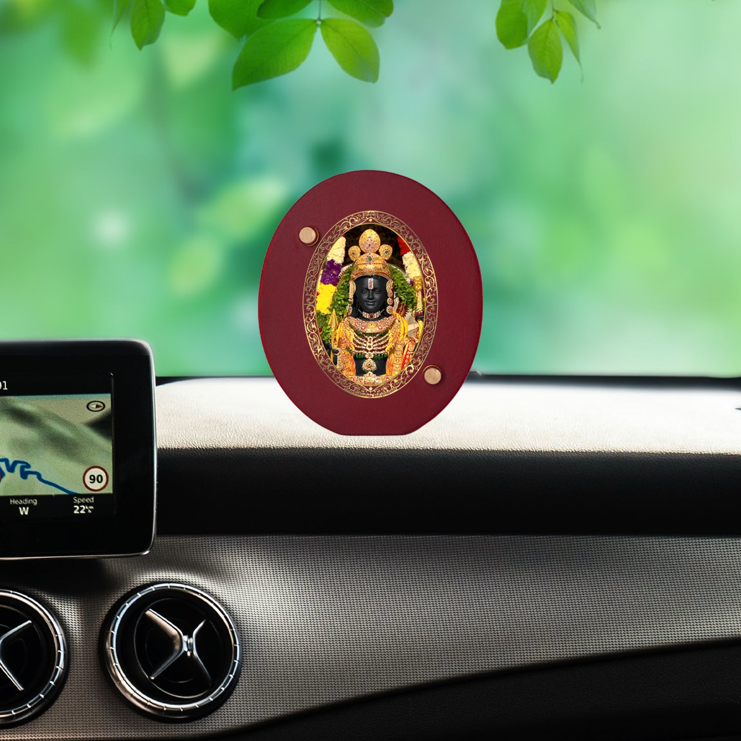 Diviniti 24K Gold Plated Foil Ram Lalla Frame For Car Dashboard, Home Decor, Table, Gift, Puja Room (6.7 x 5.7 CM)