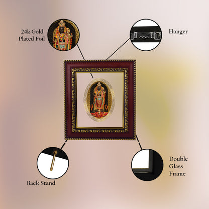 DIVINITI 24K Gold Plated Foil Ram Lalla Photo Frame for Home & Office Decor, Wall Hanging, Table Top, Puja Room & Gift DG 105 Size 1 (17.7x15.7 CM)