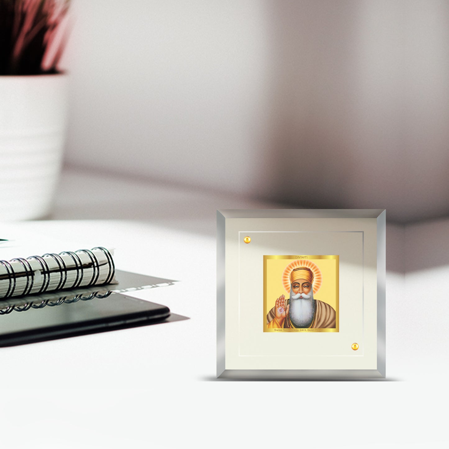 24K Gold Plated Foil Guru Nanak Dev Ji Customized Photo Frame For Corporate Gifting