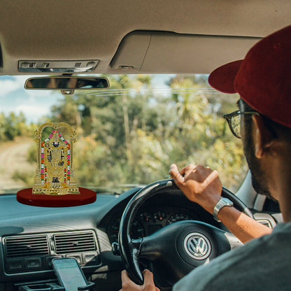 DIVINITI 24K Gold Plated Lord Tirupati Balaji Idol | Exquisite Divine Statue for Car Dashboard, Home Decor, Office Table Top, Pooja Room & Gift (8X5.5 CM)