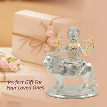 Load image into Gallery viewer, Diviniti 999 Silver Plated Durga Maa Idol for Home Decor Showpiece (25 X 21 CM)
