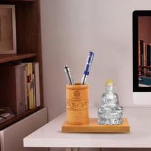 Load image into Gallery viewer, Customized Wooden Table Top With 999 Silver Plated Buddha Idol For Corporate Gifting