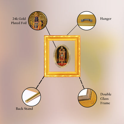 DIVINITI 24K Gold Plated Foil Ram Lalla Photo Frame for Home & Office Decor, Wall Hanging, Table Top, Puja Room & Gift DG 103 Size 1 (15.3x14.9 CM)