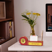 Load image into Gallery viewer, Customized MDF Pen Holder with 24K Gold Plated Radha Krishna Frame For Corporate Gifting
