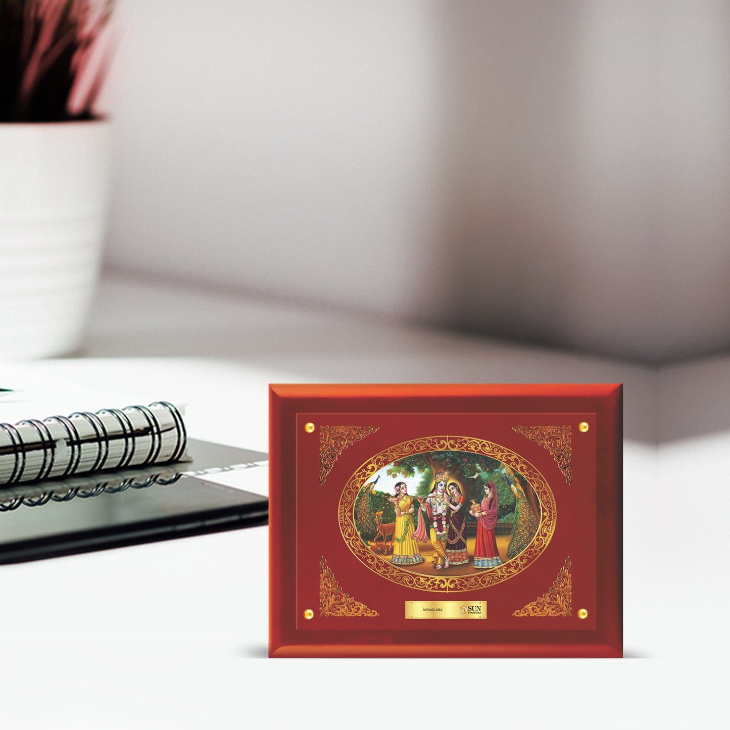24K Gold Plated Foil Radha Krishna Customized Photo Frame For Corporate Gifting