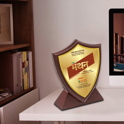 Customized MDF Memento With Matter Printed on 24K Gold Plated Foil For Corporate Gifting