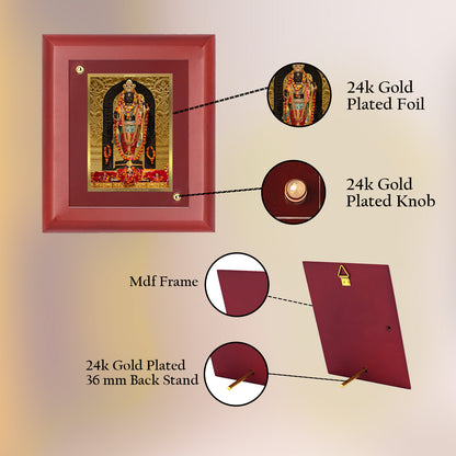 DIVINITI 24K Gold Plated Foil Ram Lalla Photo Frame For Home Decor, Wall Hanging Decor, Table, Puja Room & Gift MDF Size 2 (20x16 CM)