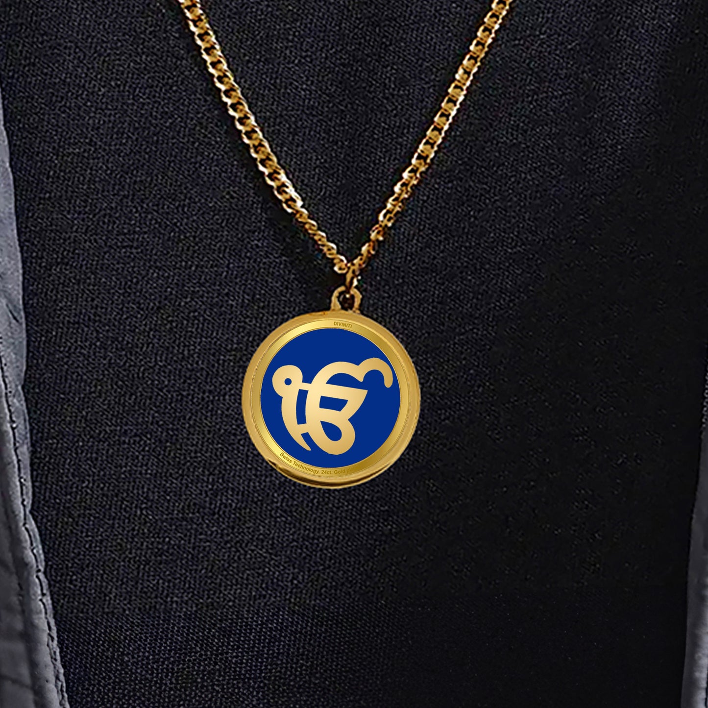 Diviniti 24K Gold Plated  Khanda Sahib & Ik Onkar 22MM Double Sided Pendant For Men, Women & Kids