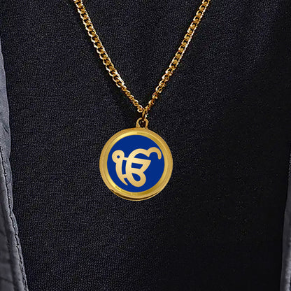 Diviniti 24K Gold Plated  Khanda Sahib & Ik Onkar 22MM Double Sided Pendant For Men, Women & Kids
