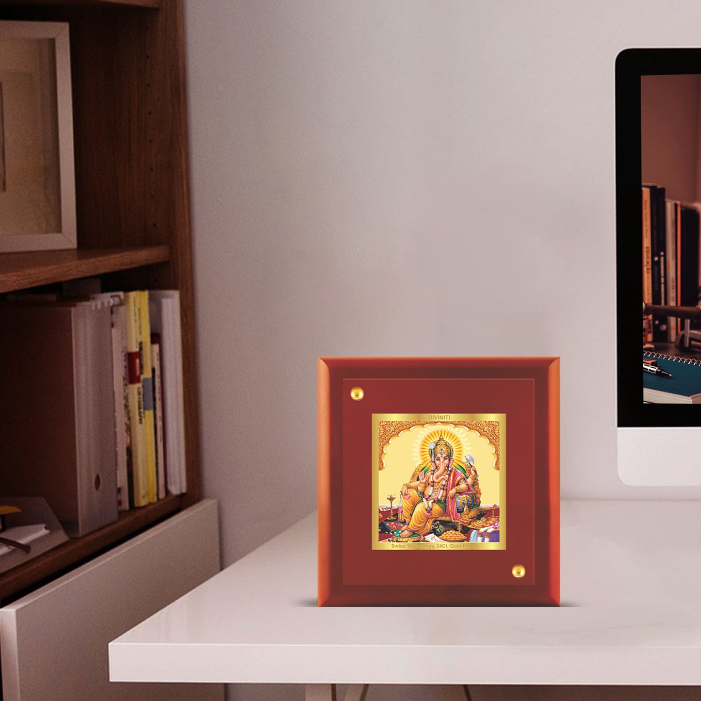 24K Gold Plated Foil Ganesha Customized Photo Frame For Corporate Gifting
