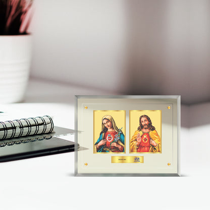 24K Gold Plated Foil Jesus & Mother Mary Customized Photo Frame For Corporate Gifting