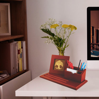 Diviniti Customized Pen Holder with 24K Gold Plated Tree of Life Frame For University (12 x 26 CM)