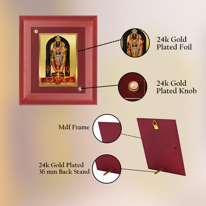 DIVINITI 24K Gold Plated Foil Ram Lalla Photo Frame Idol for Home Wall Decor, Table Top, Puja Room , Luxury Gift|MDF Size 1 (16.7x14.2 CM)