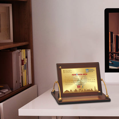 Customized MDF Memento With Matter Printed on 24K Gold Plated Foil For Corporate Gifting