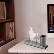 Load image into Gallery viewer, SS Pen Holder With Map of India Table Top For Corporate Gifting