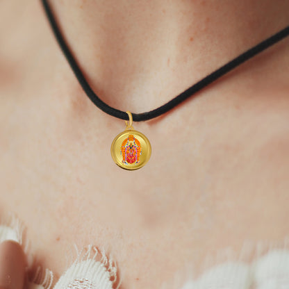 DIVINITI 24K Gold Plated Padmawati & Tirupati Balaji 18MM Double Sided Pendant For Men, Women & Kids
