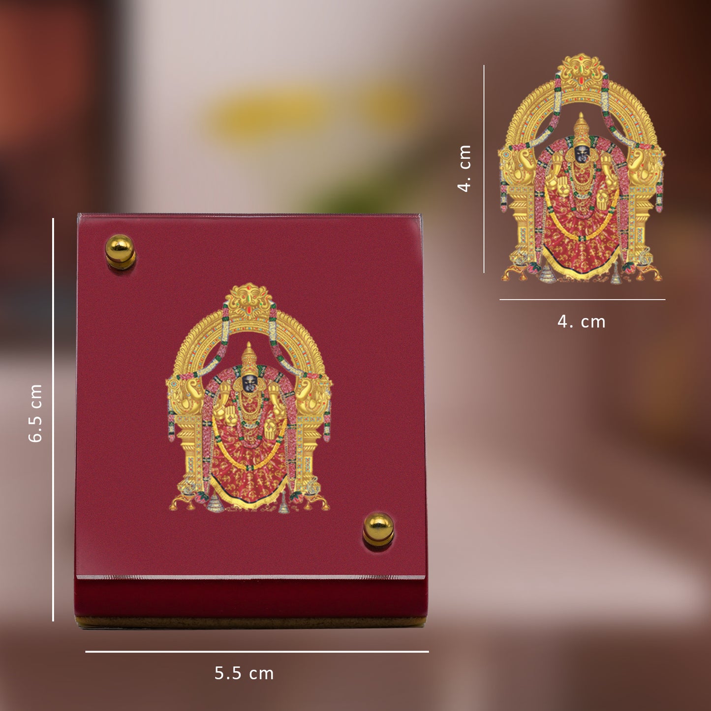 Diviniti 24K Gold Plated Foil Padmavathi Frame For Car Dashboard, Home Decor Showpiece, Gift (5.5 x 6.5 CM)