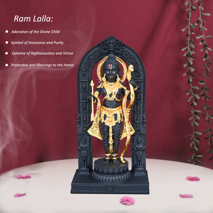 DIVINITI 24K Gold Plated Ram Lalla Idol | Exquisite Divine Statue For Home Decor, Office, Pooja Room & Gift (9.5x5.5 CM)