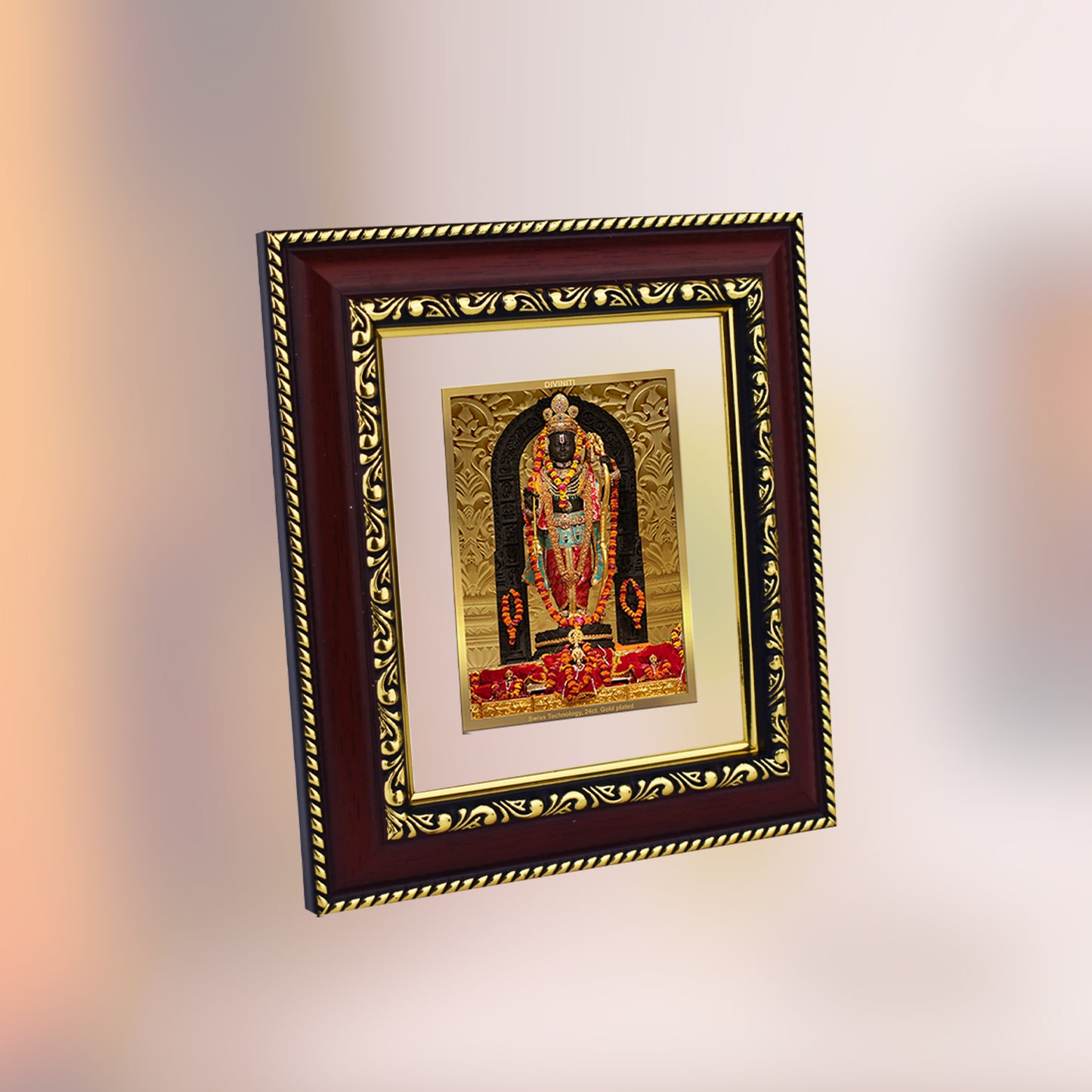 DIVINITI 24K Gold Plated Foil Ram Lalla Photo Frame for Home & Office Decor, Table Top, Wall Decor, Puja Room & Gift DG 105 Size 1 (17.7x15.7 CM)