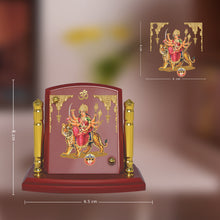 Load image into Gallery viewer, Diviniti 24K Gold Plated Durga Mata Frame For Car Dashboard, Home Decor, Table, Festival Gift (8 x 6.5 CM)