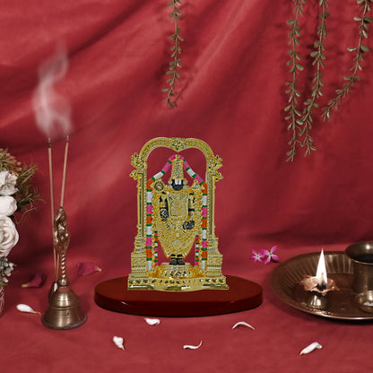 DIVINITI 24K Gold Plated Lord Tirupati Balaji Idol | Exquisite Divine Statue for Car Dashboard, Home Decor, Office Table Top, Pooja Room & Gift (8X5.5 CM)