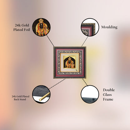DIVINITI 24K Gold Plated Lord Ram Lalla Photo Frame Idol for Home Decor, Workshop, Puja Room, Wall Hanging, Table Top, Gifts|DG105S1A (10x10 CM)