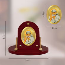 Load image into Gallery viewer, Diviniti 24K Gold Plated Sai Baba Frame for Car Dashboard, Home Decor, Table &amp; Office (8 CM x 9 CM)
