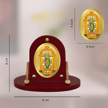Diviniti 24K Gold Plated Meenakshi Aman Frame for Car Dashboard, Home Decor, Table & Office (8 CM x 9 CM)