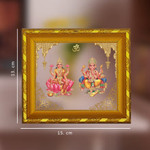 Load image into Gallery viewer, Diviniti 24K Gold Plated Laxmi Ganesha Photo Frame for Home Decor, Table (15 CM x 13 CM)