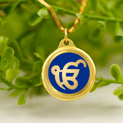 Diviniti 24K Gold Plated  Khanda Sahib & Ik Onkar 22MM Double Sided Pendant For Men, Women & Kids