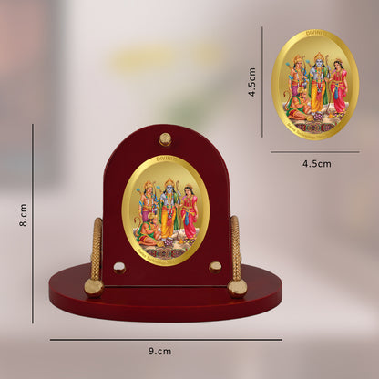 Diviniti 24K Gold Plated Foil Ram Darbar Frame for Car Dashboard, Home Decor, Table & Office (8 CM x 9 CM)