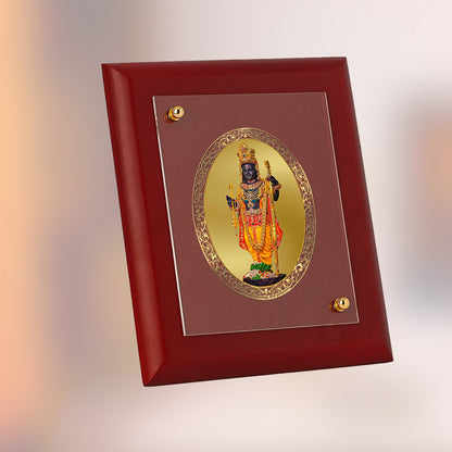 DIVINITI 24K Gold Plated Foil Ram Lalla Stylish Photo Frame Idol for Puja Room, Table Top, Home Decor, Wall Hanging, Gift|MDF Size 1 (16.7x14.2 CM)