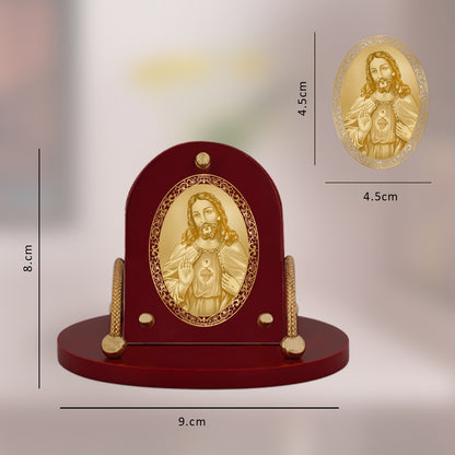 Diviniti 24K Gold Plated Foil Jesus Frame for Car Dashboard, Home Decor, Table & Office (8 CM x 9 CM)