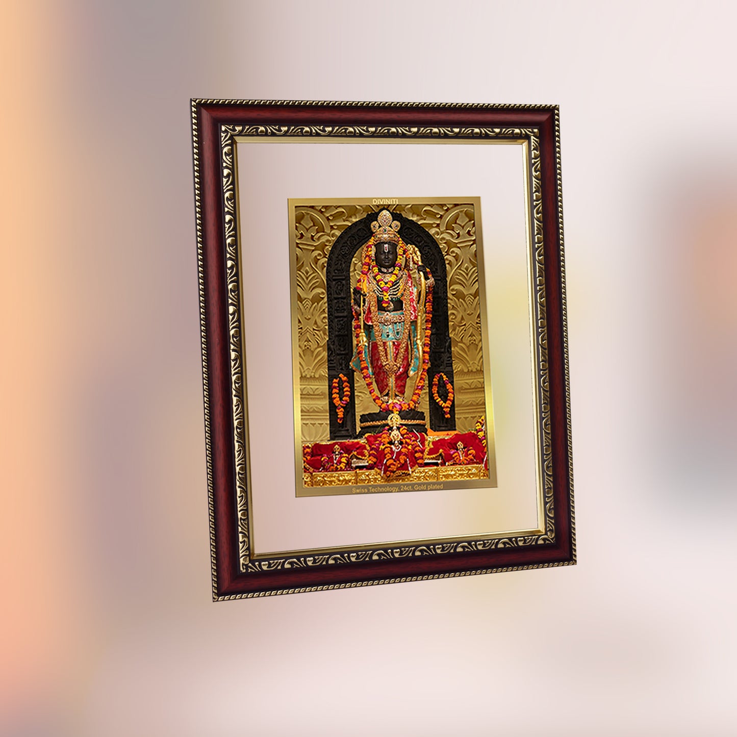 Diviniti 24K Gold Plated Foil Ram Lalla Photo Frame For Home Decor, Wall Hanging, Table, Puja Room & Gift DG105S3 (27.6X35.4 CM)