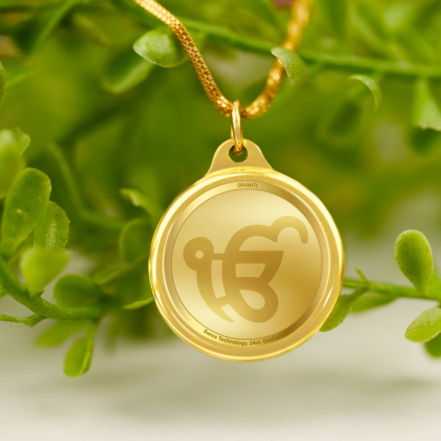 Diviniti 24K Gold Plated Khanda Sahib & Ik Onkar 22MM Double Sided Pendant For Men, Women & Kids