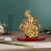 Load image into Gallery viewer, DIVINITI 24K Gold Plated Pagdi Ganesha Idol For Home Decor, Car Dashboard, Tabletop (7.5 X 7.5 CM)
